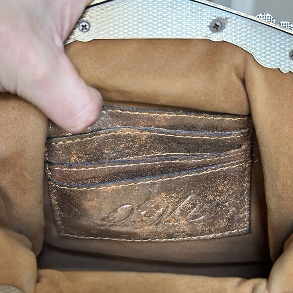 Patricia Nash Florence Crossbody Metallic Glitter Brown Rose Gold Chain Bag - Picture 9 of 9